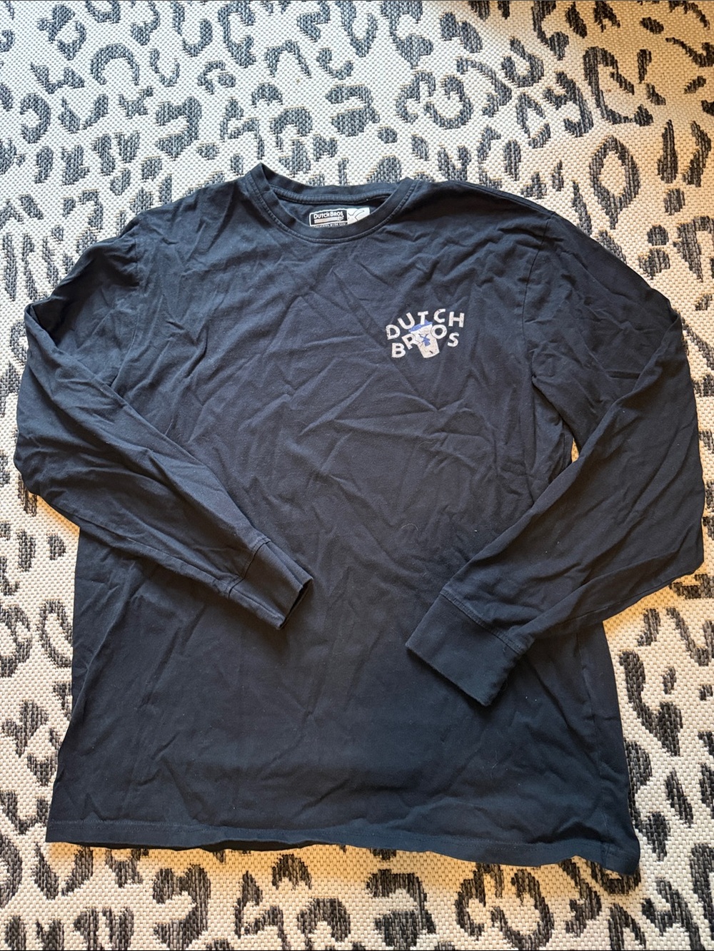 Dutch Bros Black Long-Sleeve Logo Tee with Small Chest Emblem